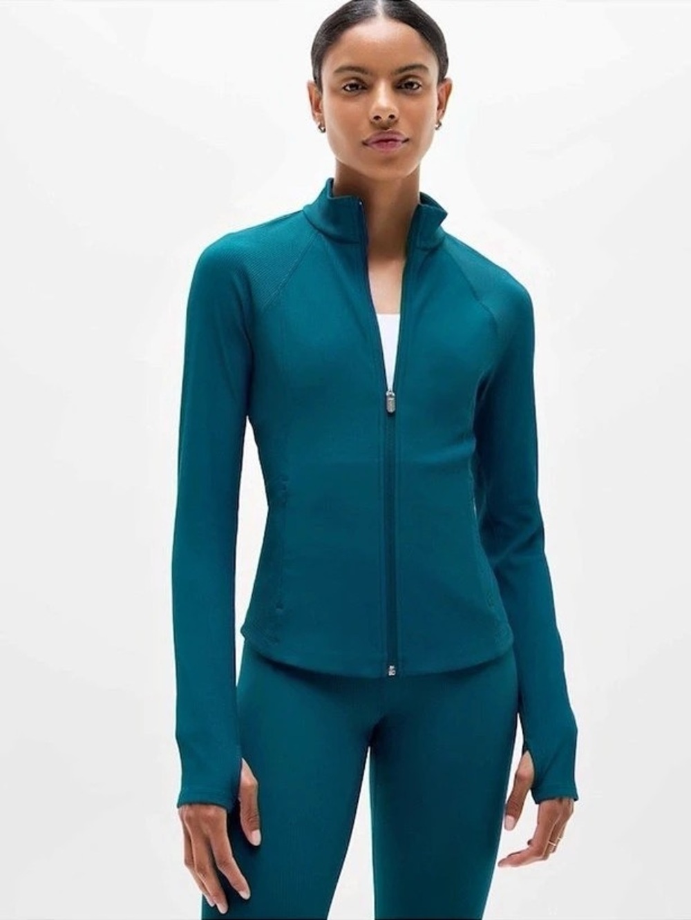 Athleta Salutation Jacket II Zip Front Coastal Teal Size 1XL NWT